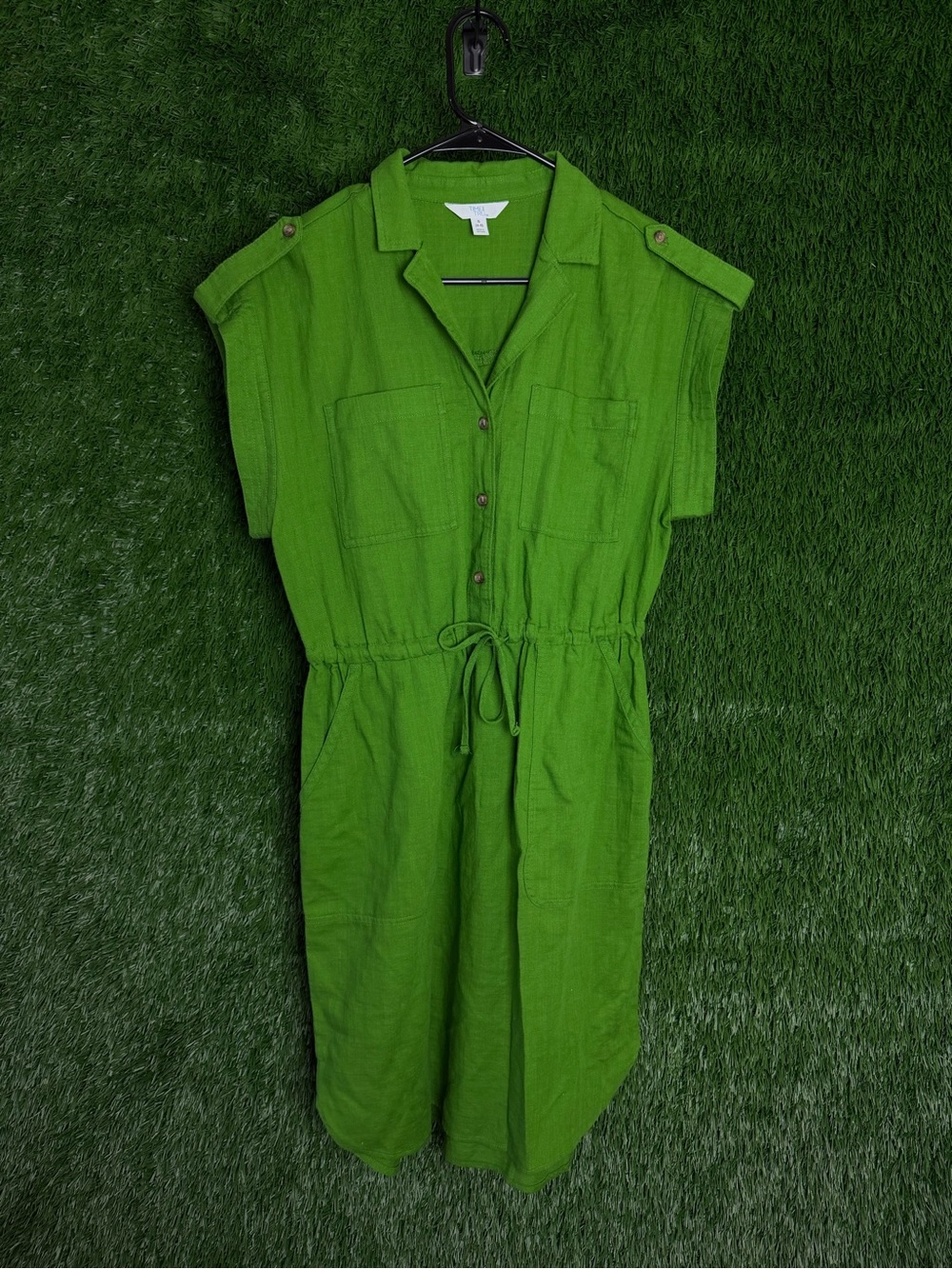 Time and Tru Lime Green Shirtwaist Swim Cover-Up with Drawstring